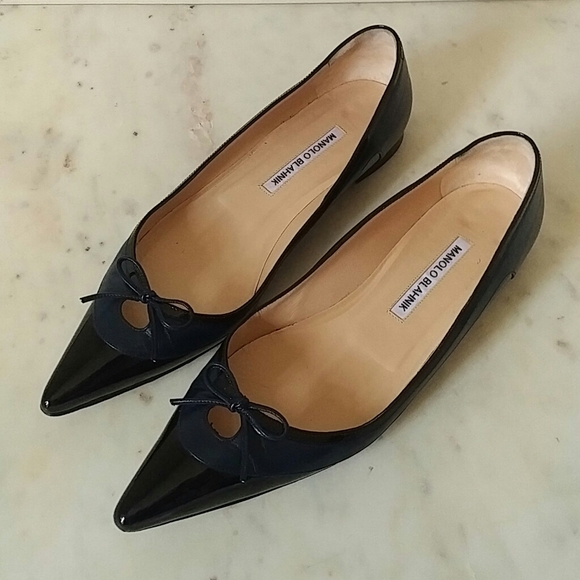 Manolo Blahnik Shoes - MANOLO BLAHNIK - two tone leather ballet flats